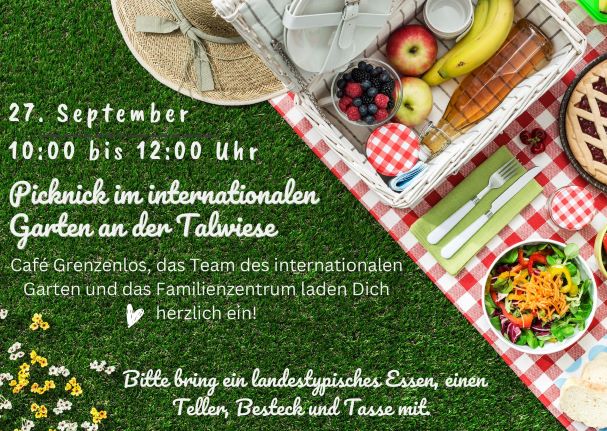 Picknick im Internationalen Garten Duderstadt am 27. September.