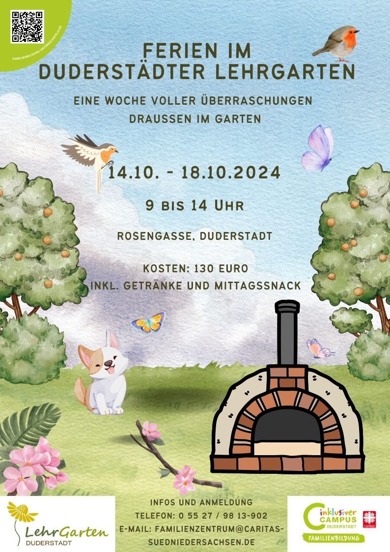 Plakat Ferien im Lehrgarten 2024